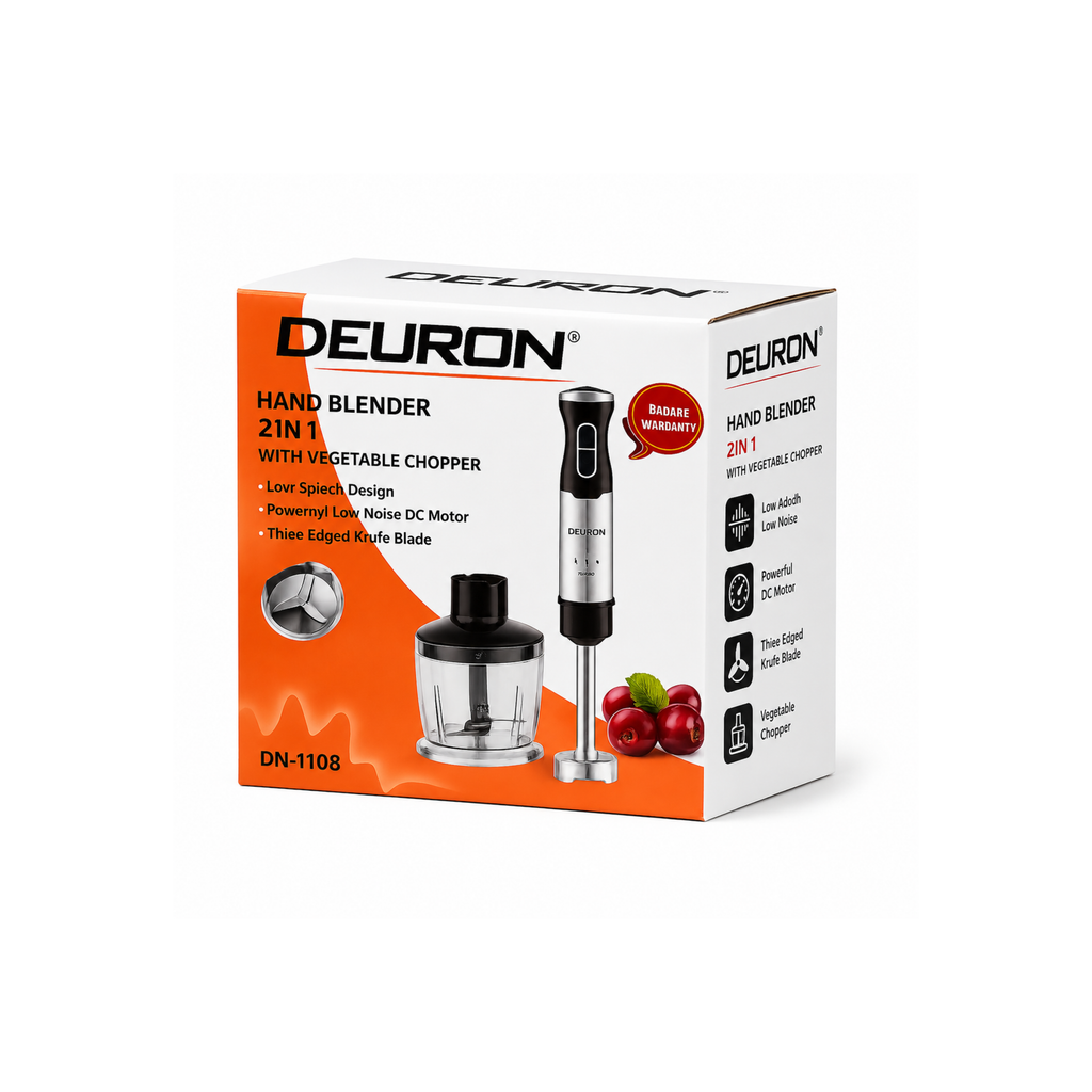 Deuron DN-1108 Stick Hand Blender with Vegetable Chopper | Multi-Function Blender