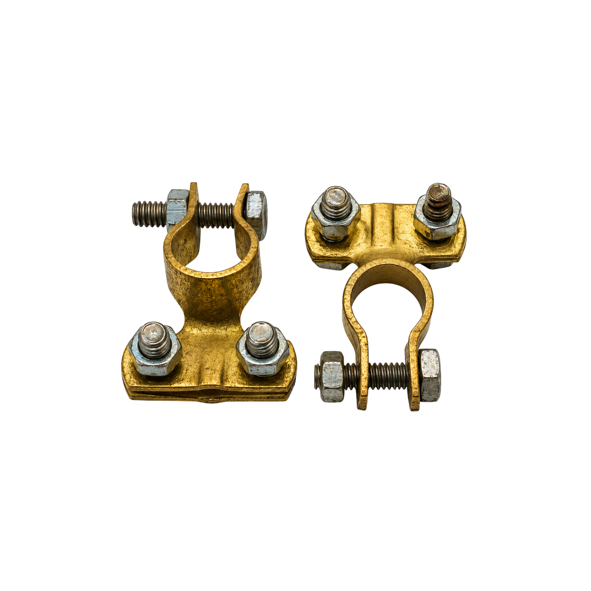 Heavy Duty Brass Battery Terminal Clamps | High Conductivity Connector Set