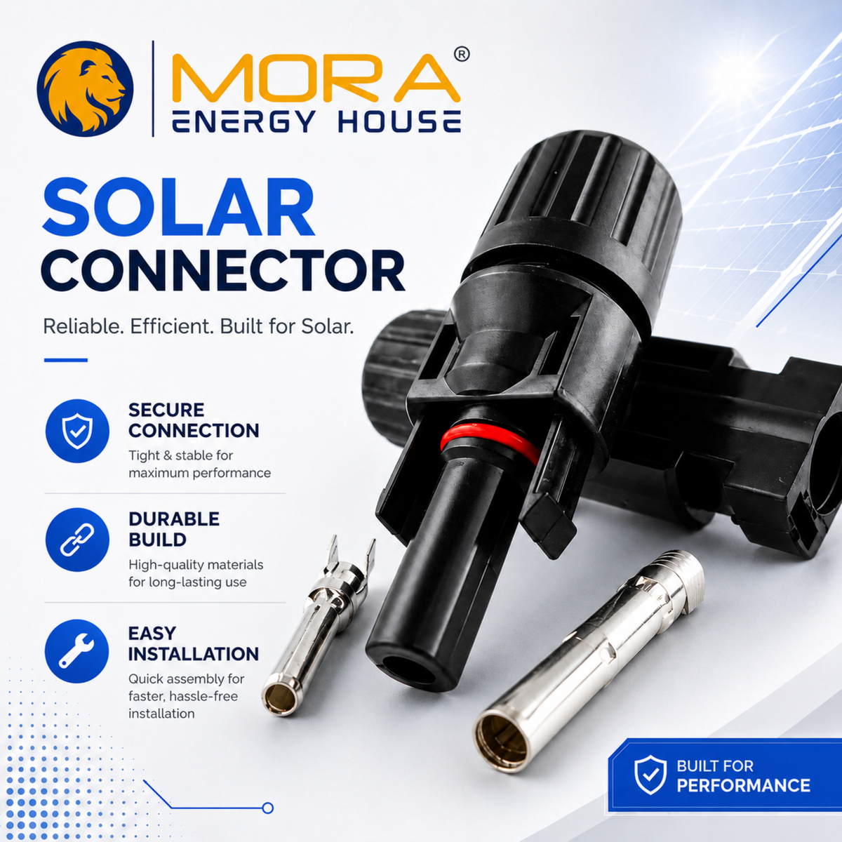 MORA Premium Solar MC4 Connectors | Male & Female Waterproof Cable Joint