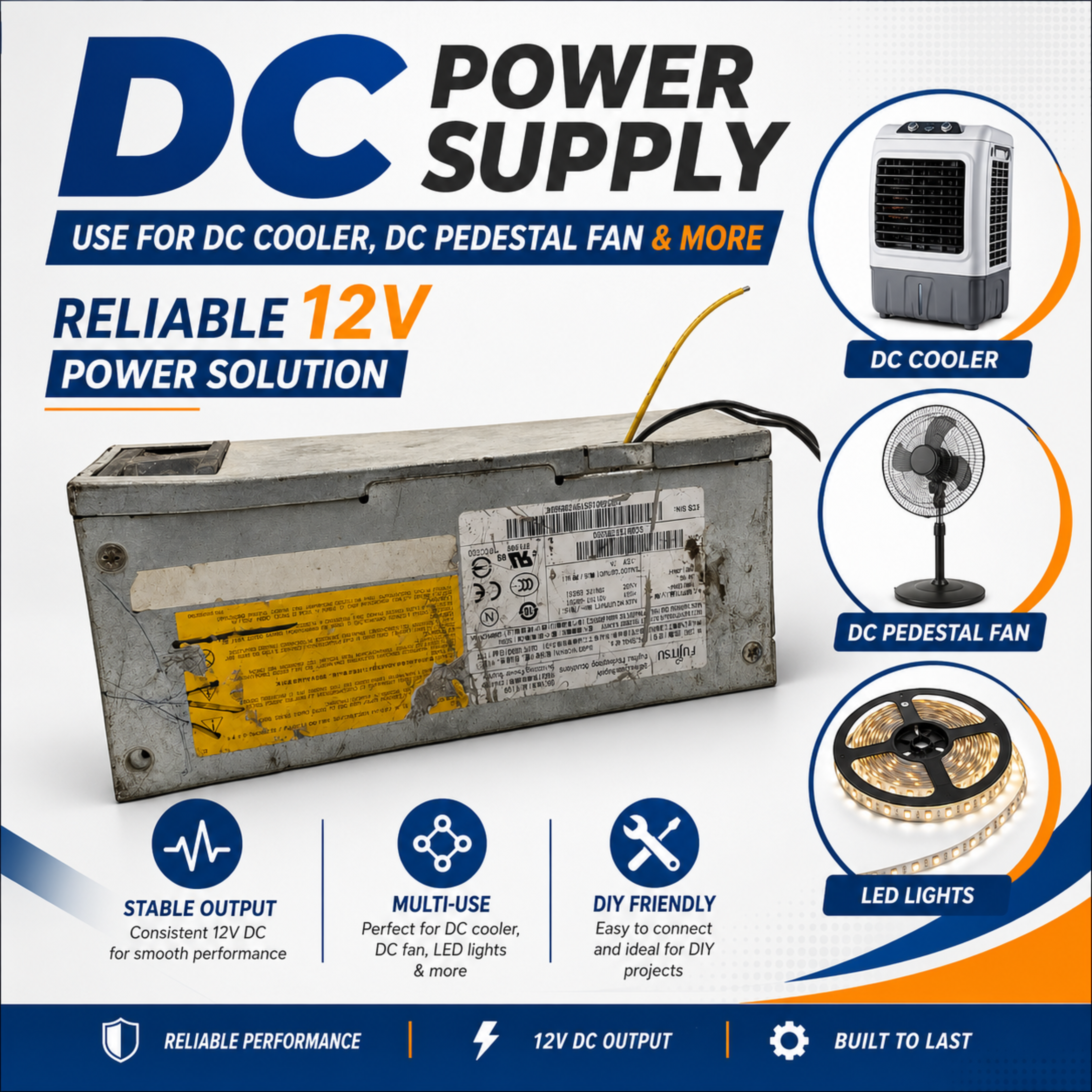 12V DC Power Supply | Power Supply for DC Cooler, Fan & LED Lights