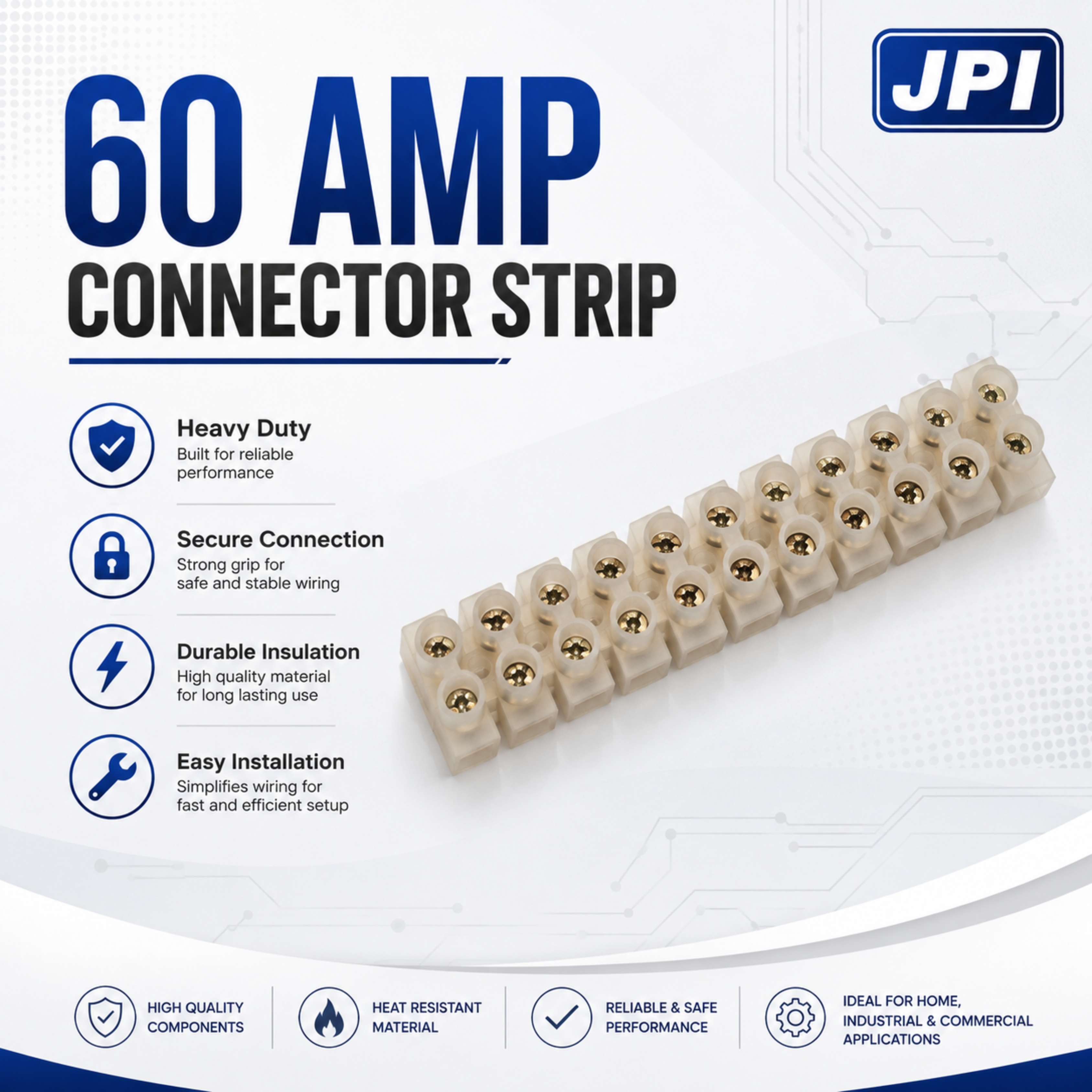 JPI 60A Connector Strip | Electrical Terminal Block