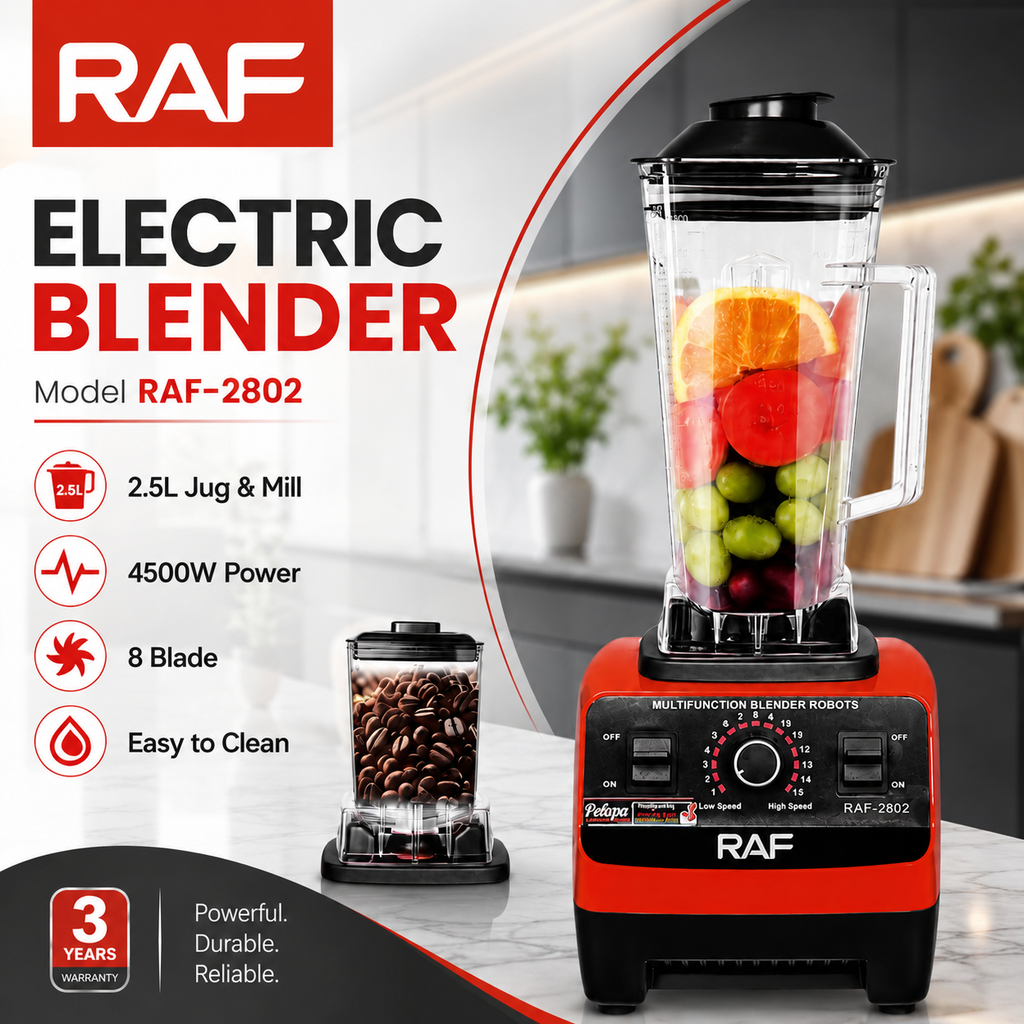RAF Electric Blender 2-in-1 Heavy Duty 2.5L – Model RAF-2802