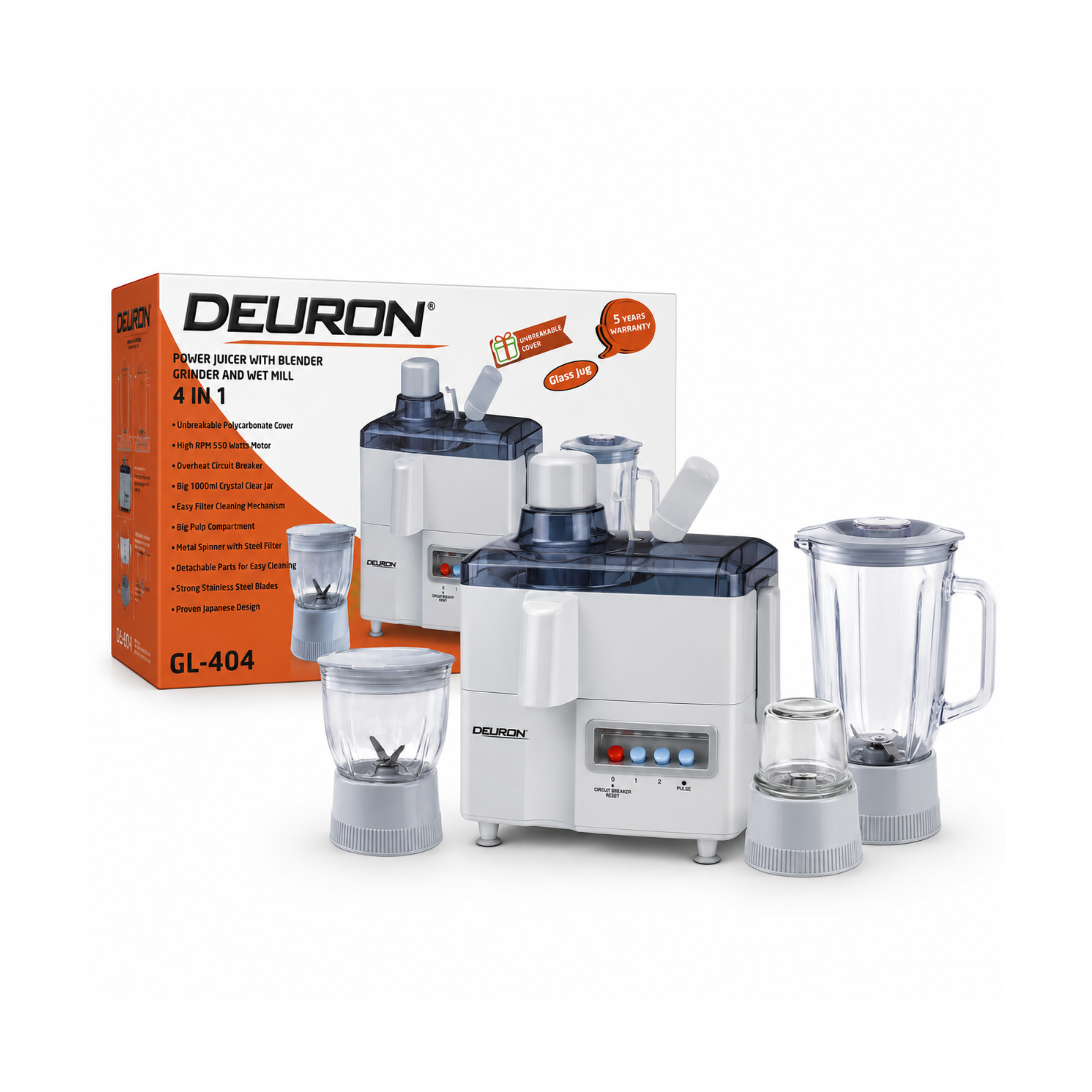 Deuron GL-404 4-in-1 Juicer Blender | Blender, Grinder & Mincer
