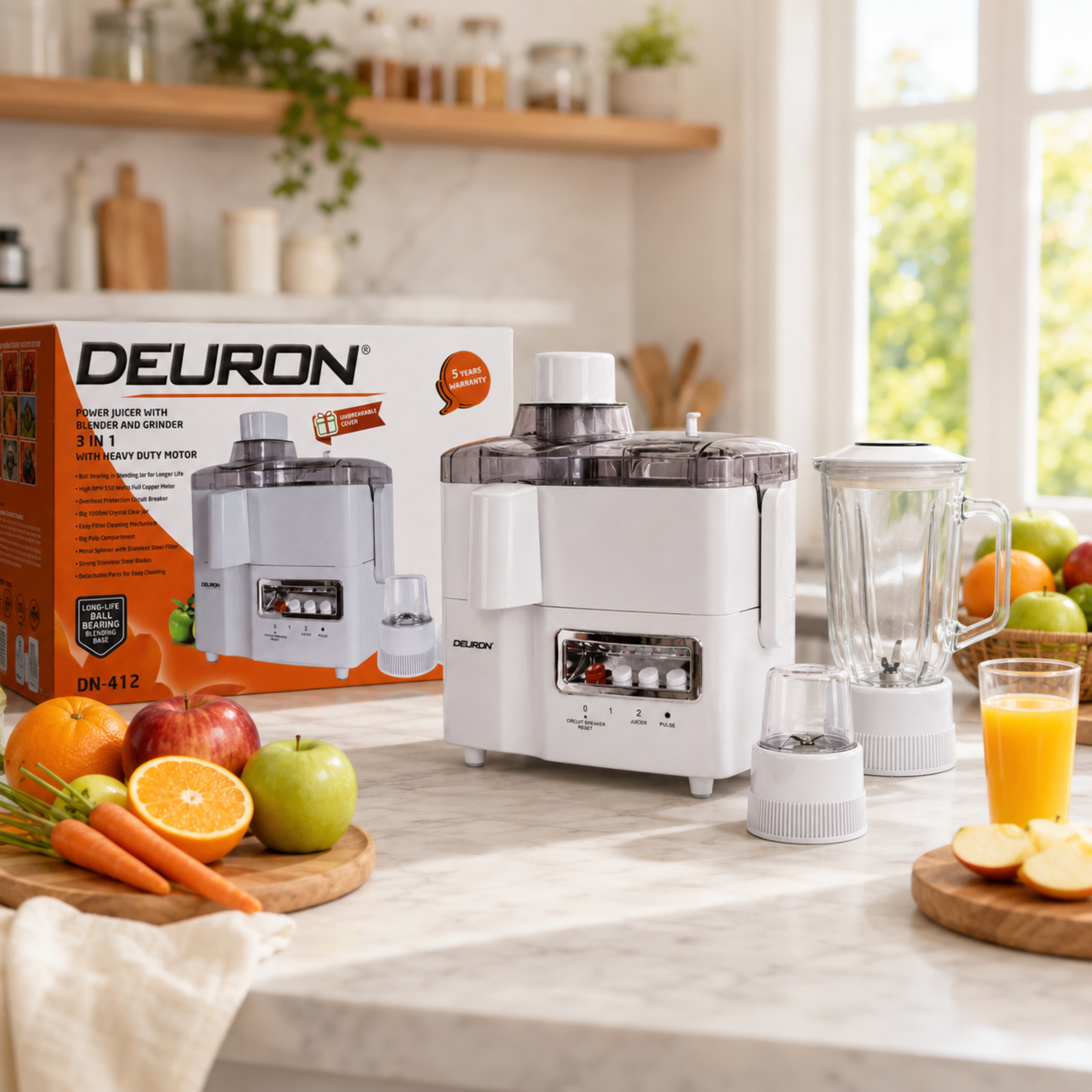 Deuron DN-412 3-in-1 Juicer Blender | Blender, Grinder & Juicer