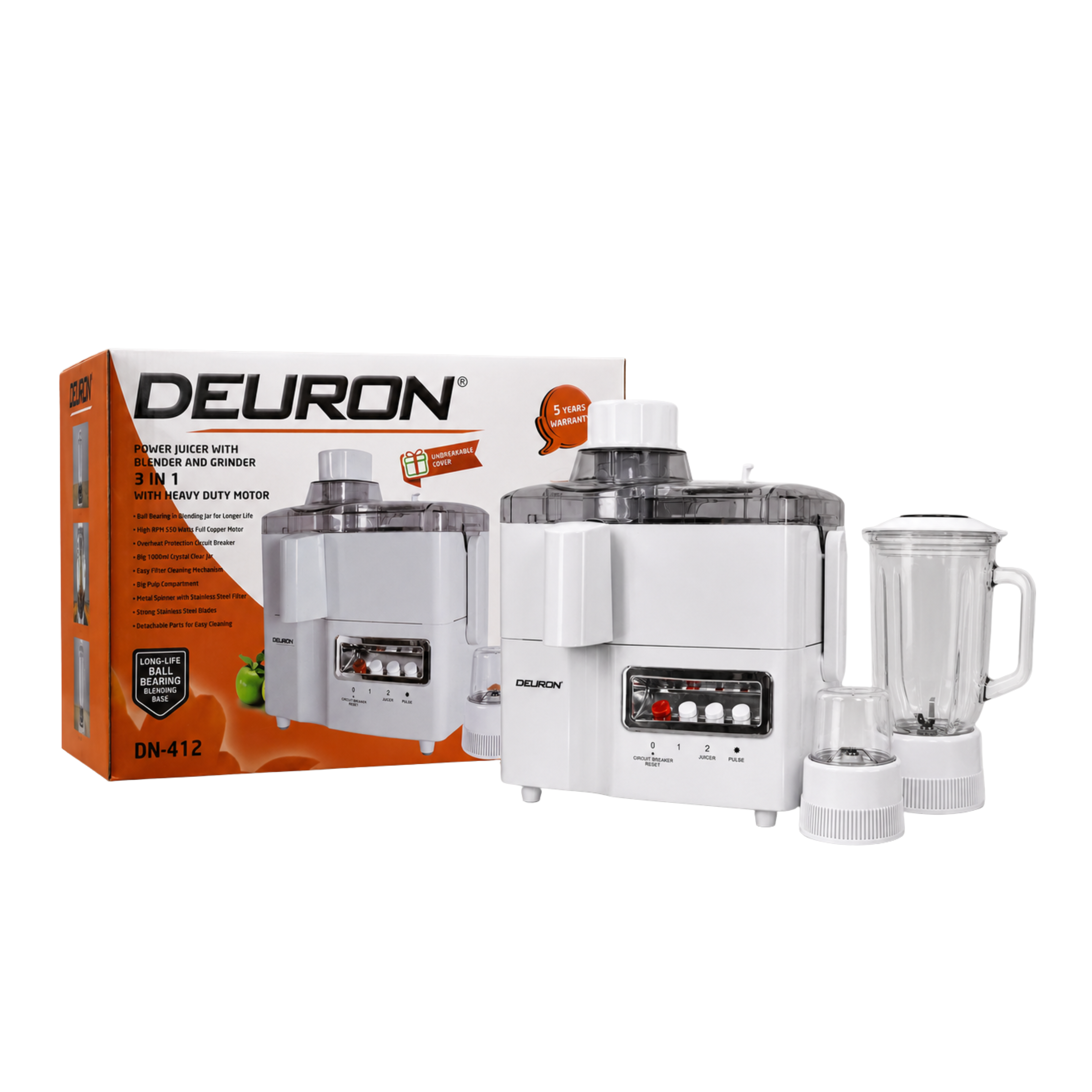 Deuron DN-412 3-in-1 Juicer Blender | Blender, Grinder & Juicer