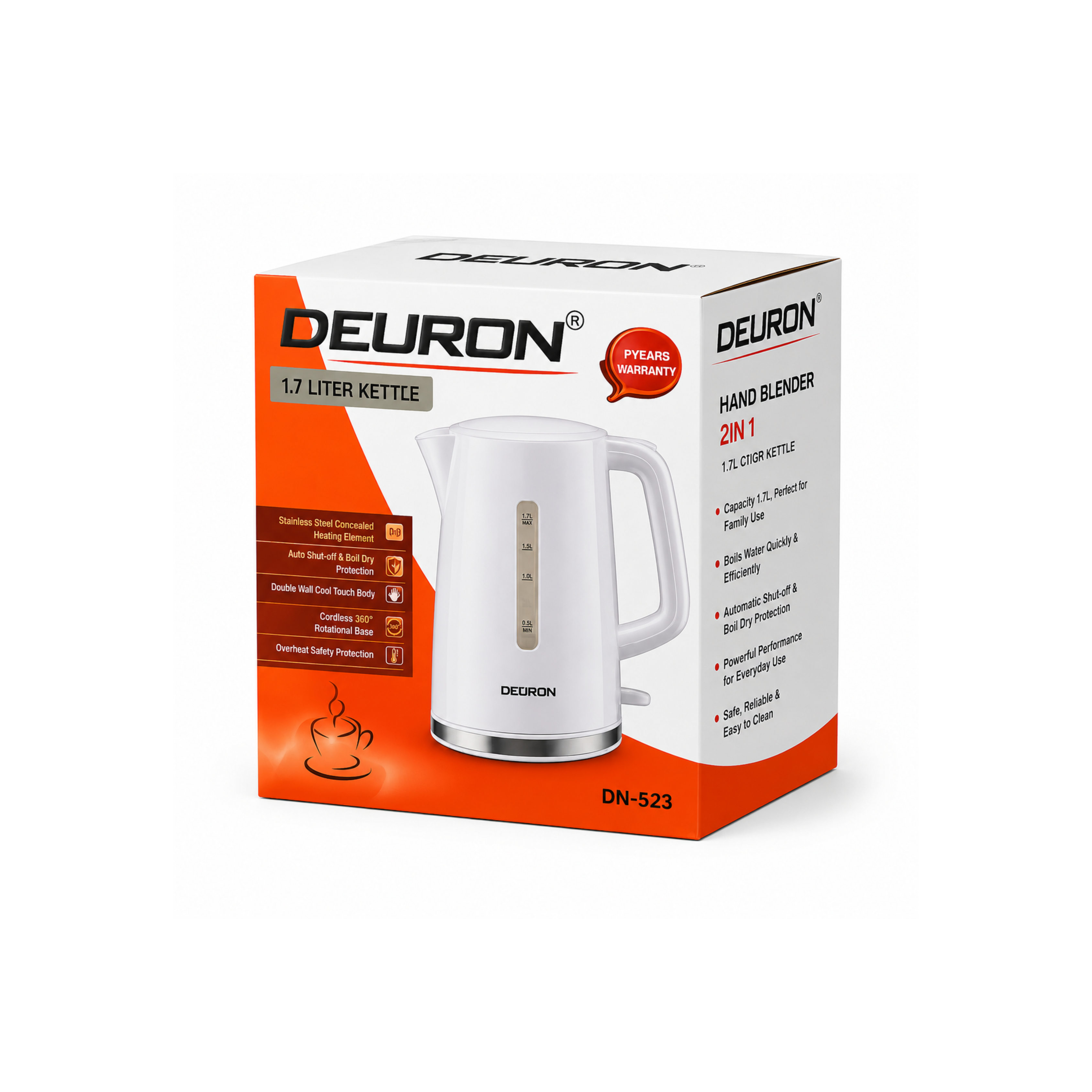 Deuron DN523 Electric Kettle | Fast Boil Stainless Steel Kettle