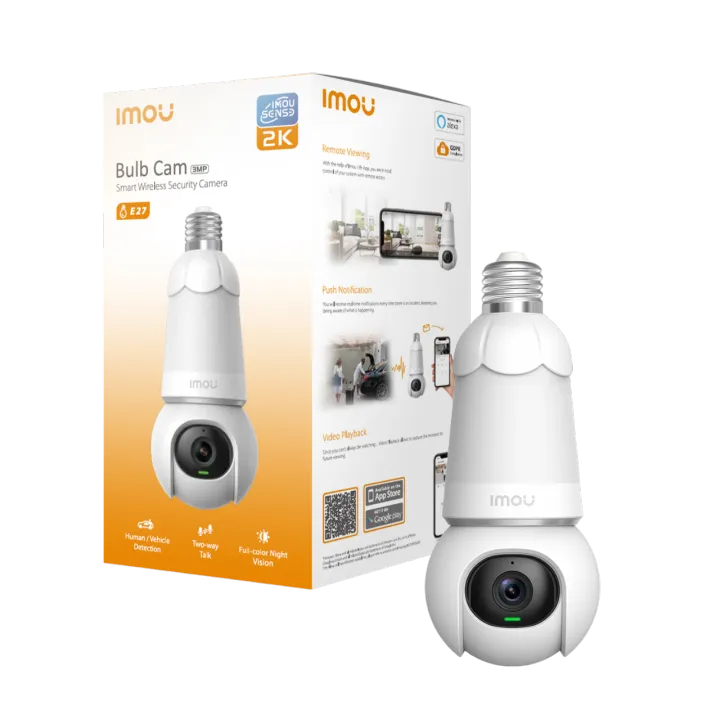 Bulb Cam 2C 3MP Indoor WiFi Security Camera | 360° View | E27 Socket Installation | Night Vision | 2-Way Audio | Motion Detection | Imou App