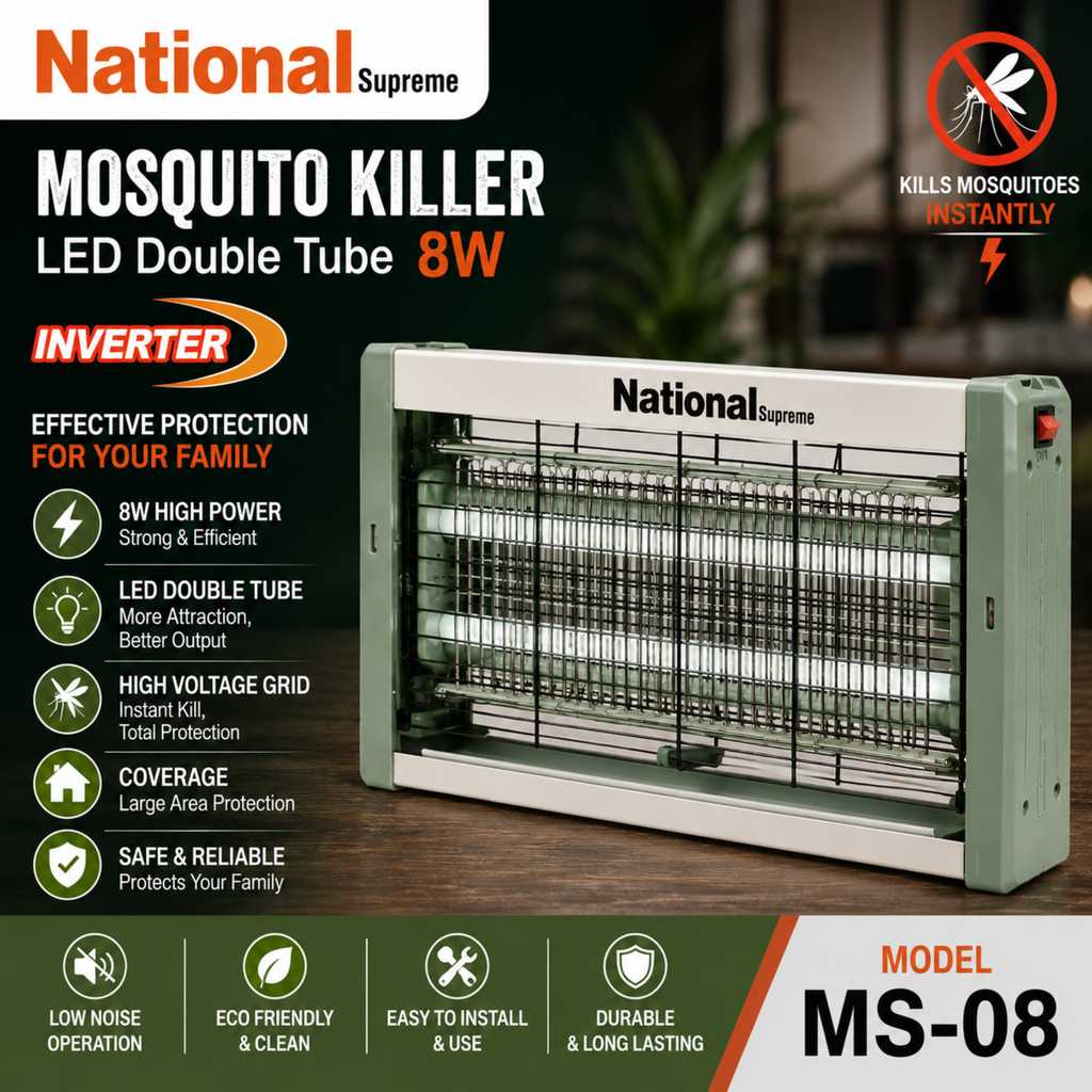 National Supreme Electric Insect Killer 8W - MS-08 Double Tube Bug Zapper