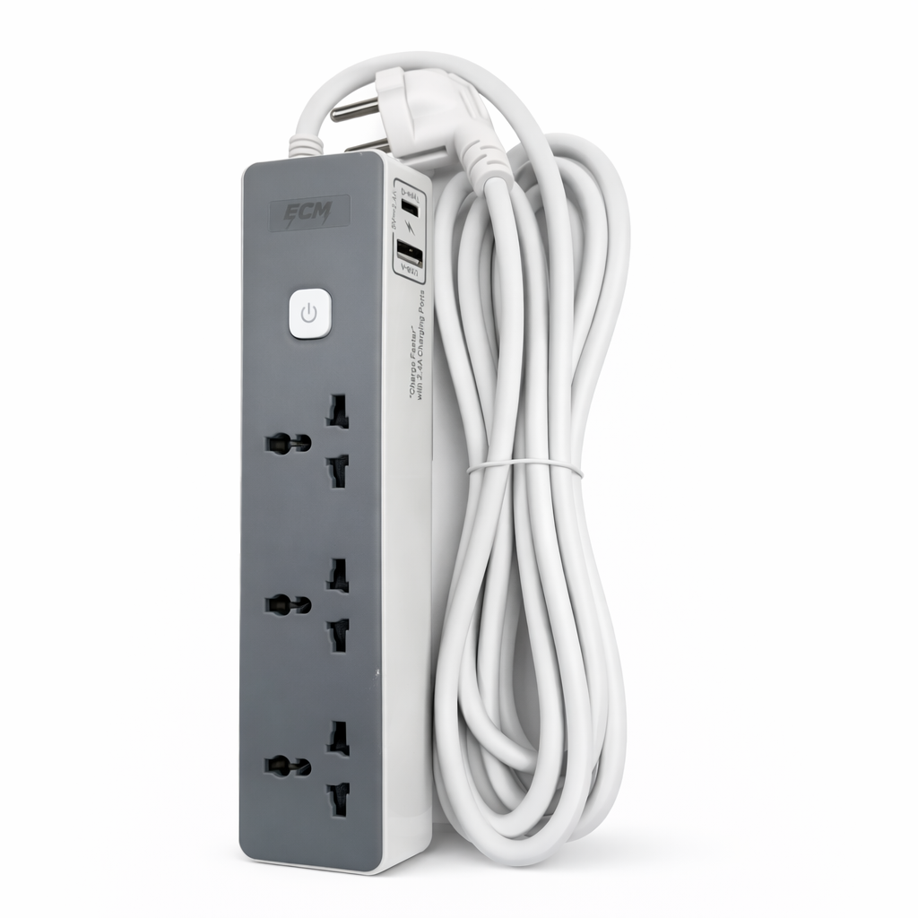 ECM Power Extension Board – 3 Universal Sockets with Switch