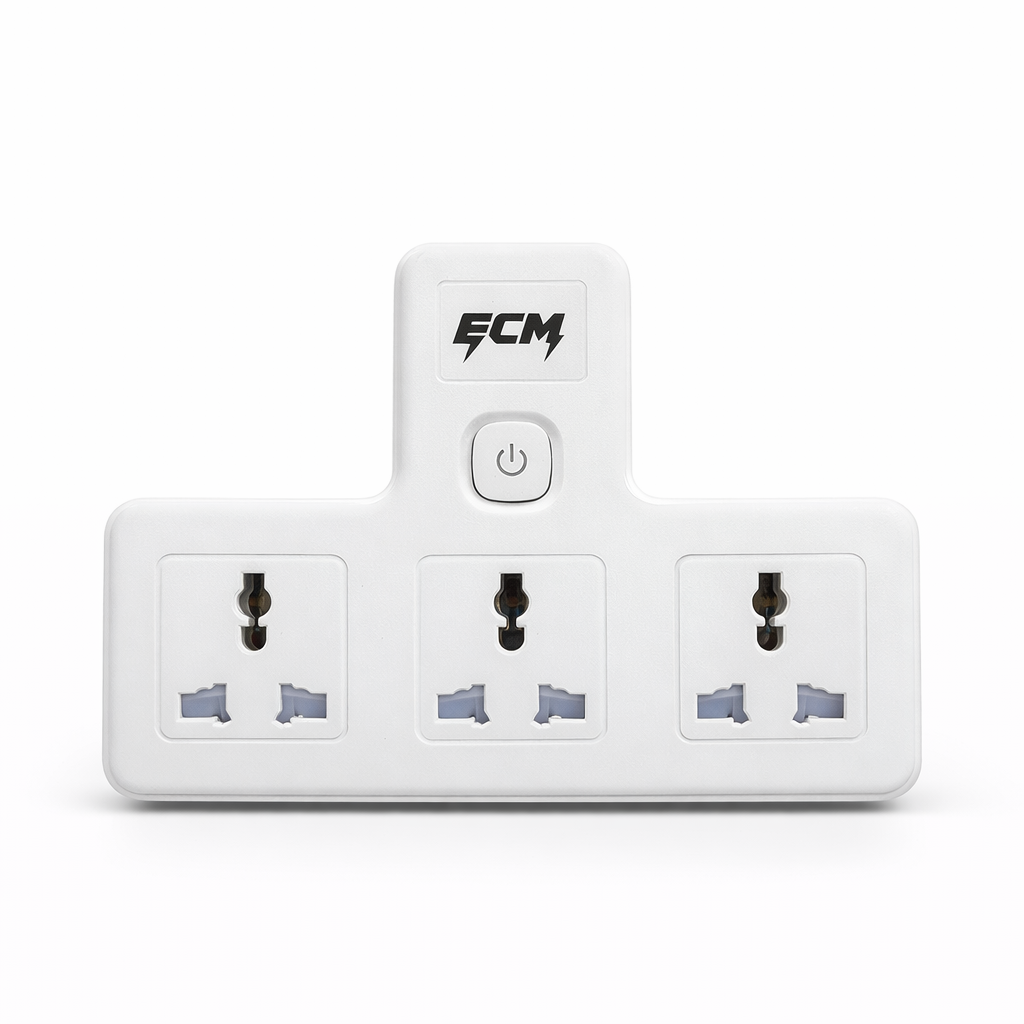 ECM PE-01 Universal Wall Extender – 3 Socket Power Adapter