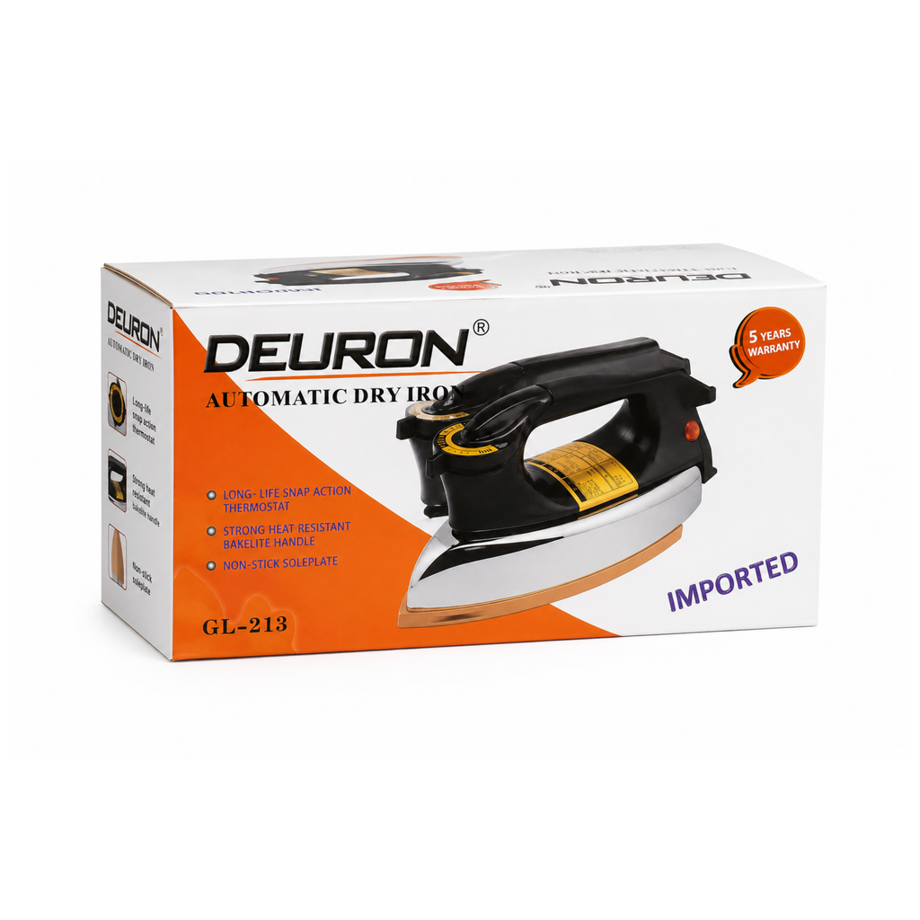 Deuron GL-213 Heavy Duty Dry Iron | Ceramic Soleplate Electric Iron