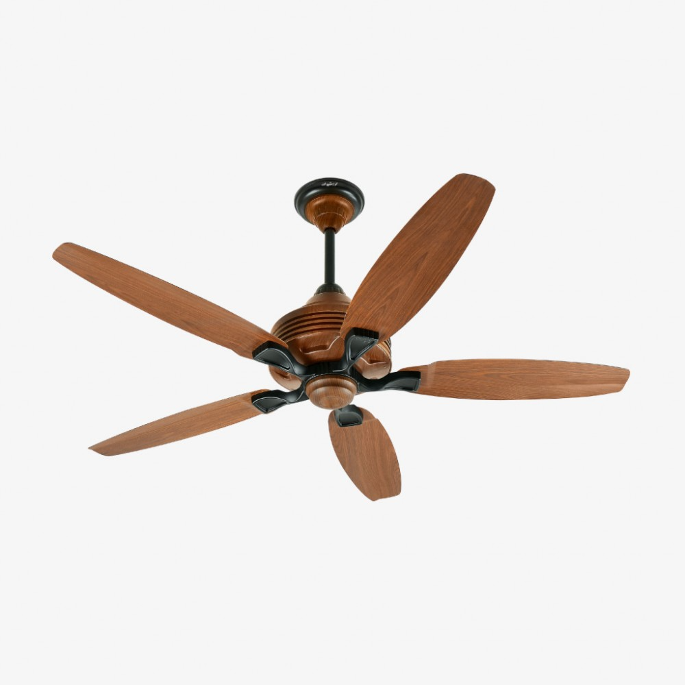 Khurshid Fan Penta Model Ceiling Fan - Dark Wood & Black