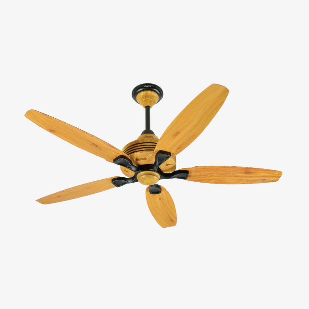 Khurshid Fan Penta Model Ceiling Fan - Light Wood & Black