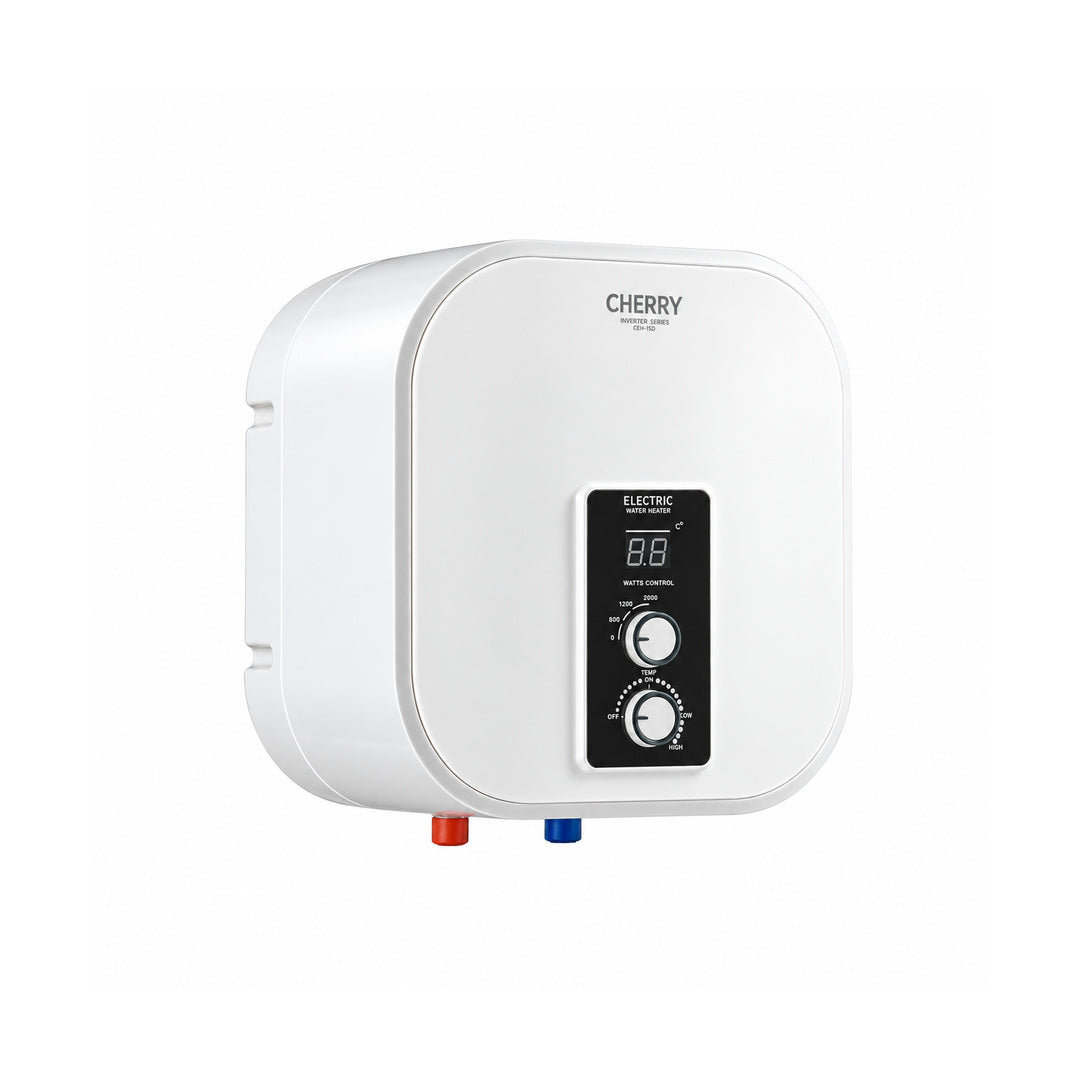 Cherry CEH-15D 15L electric geyser, illustrative left-side view on white background