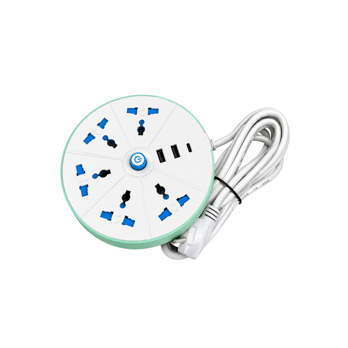 Gitaro 5 socket extension lead with 2 USB and 1 Type-C port
