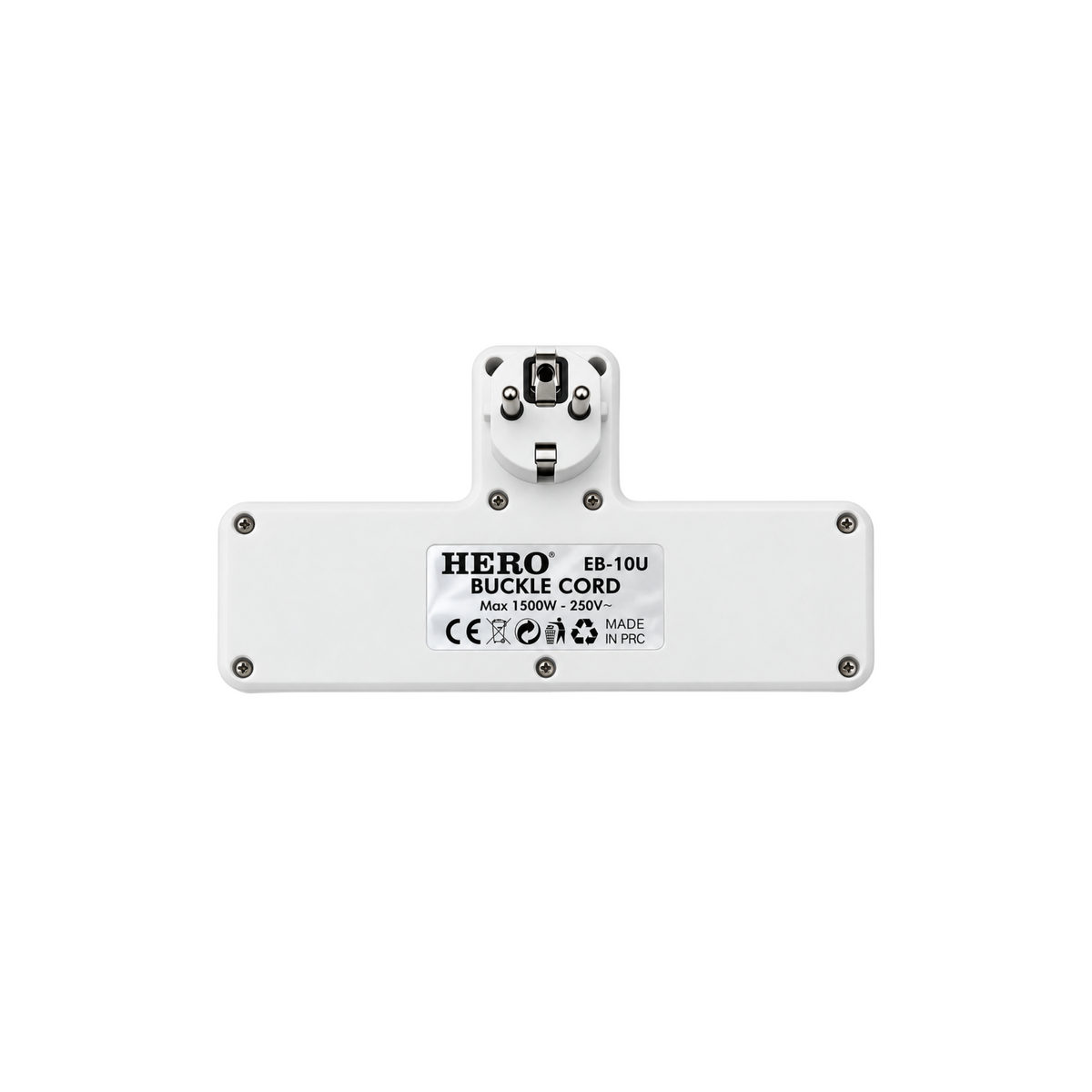 HERO EB-10U Buckle Cord rear view with plug and 1500W 250V label