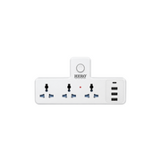 HERO EB-10U Buckle Cord wall adapter with three sockets, three USB-A ports and one USB-C port