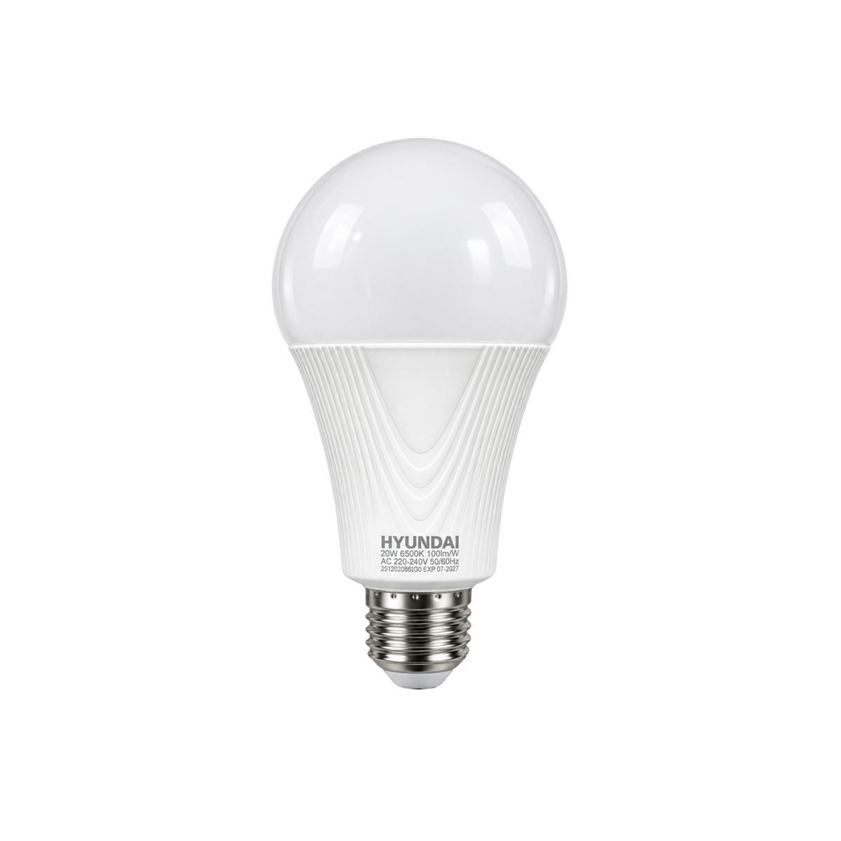 Hyundai 20W 6500K white LED bulb with E27 screw base, product-only view