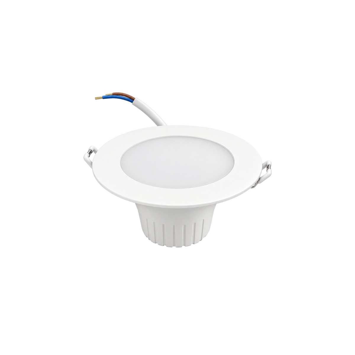Hyundai 7W SMD LED downlight with white round trim, diffuser and spring clips