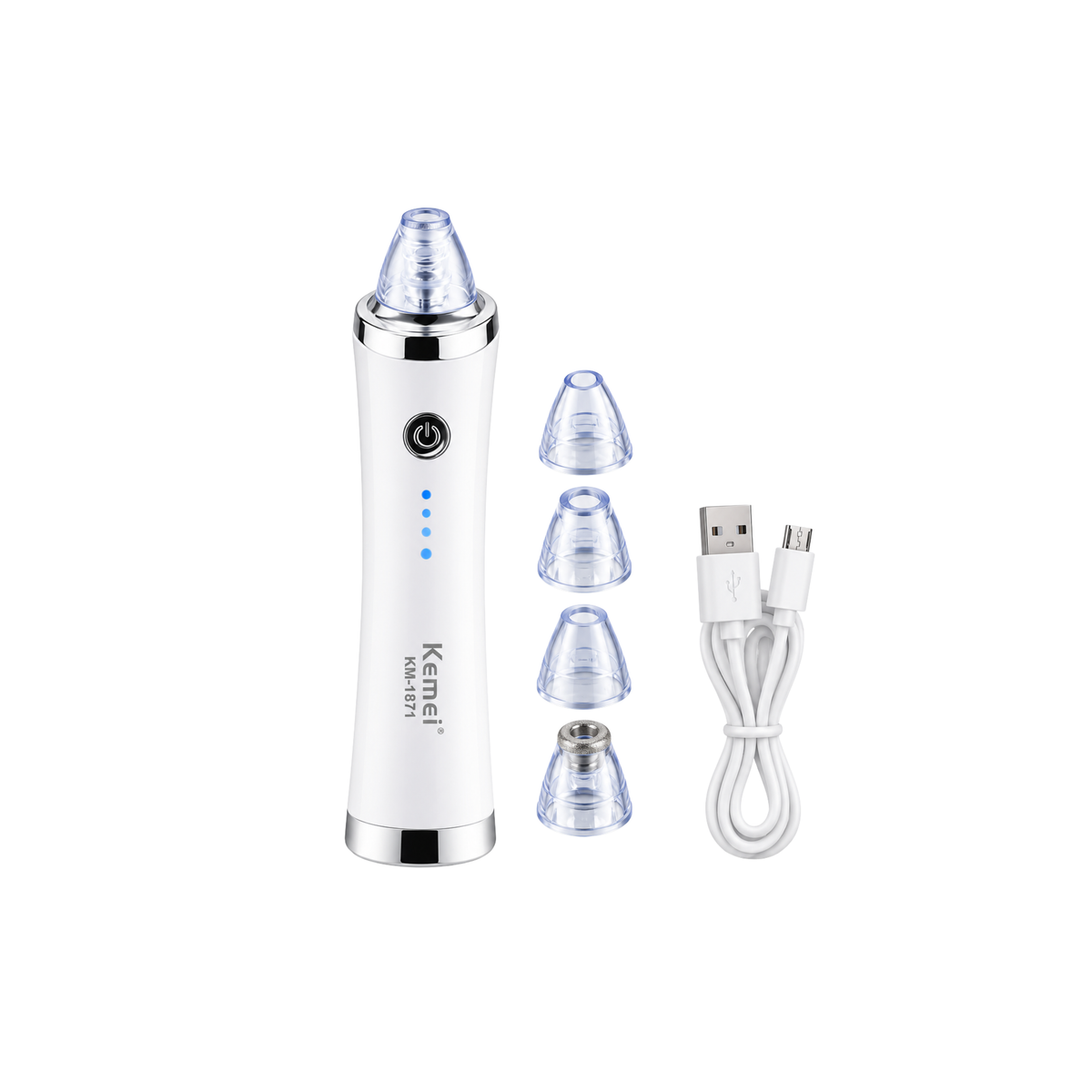 Kemei KM-1871 white rechargeable blackhead remover kit