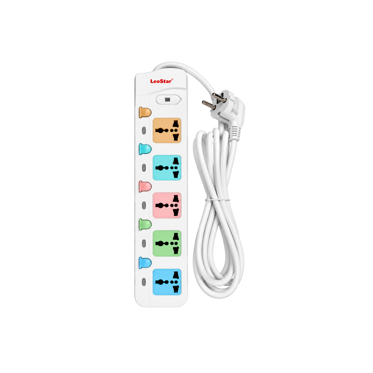 LeoStar LS-158 five-socket extension lead with individual switches and 3 metre cable