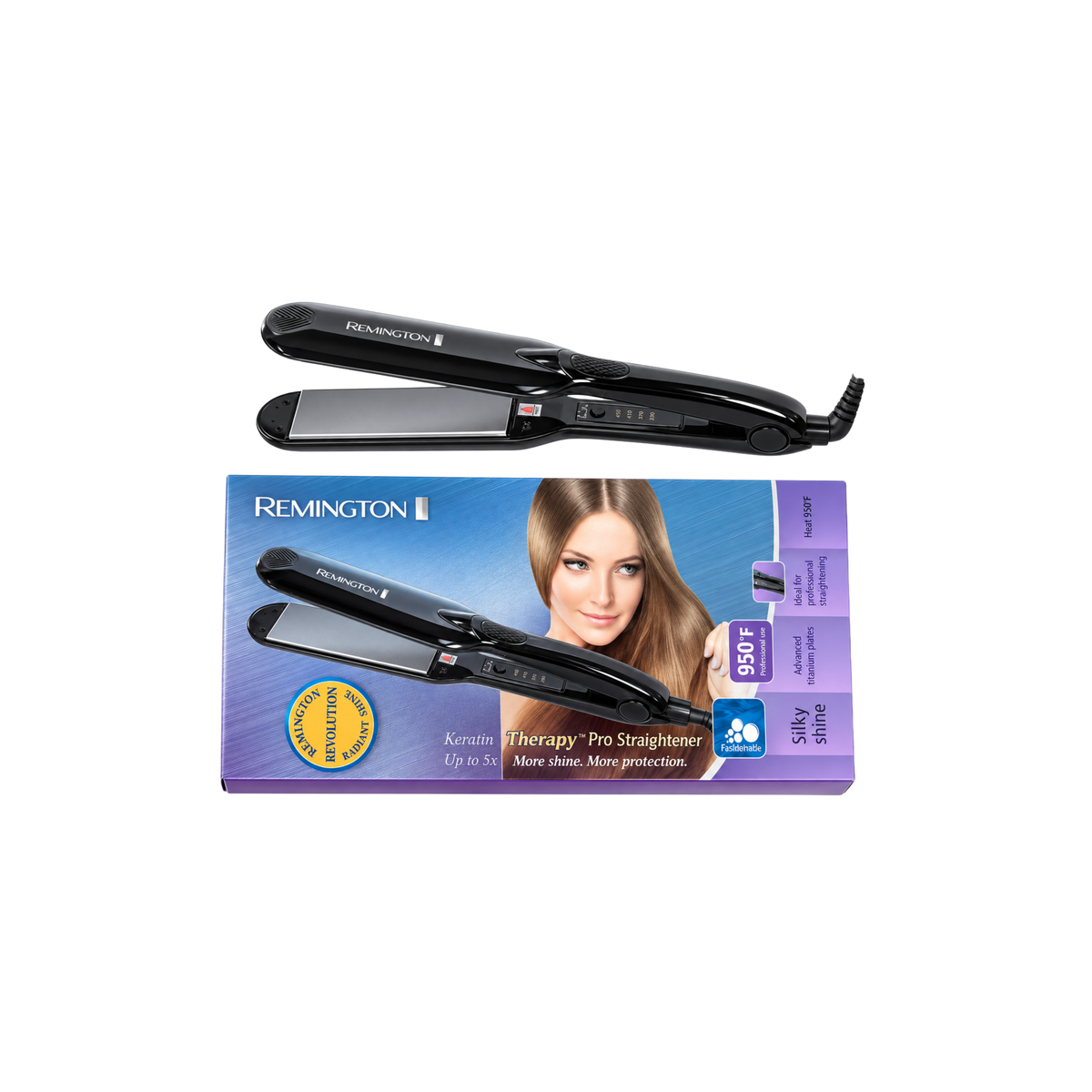 Remington black titanium hair straightener with retail box
