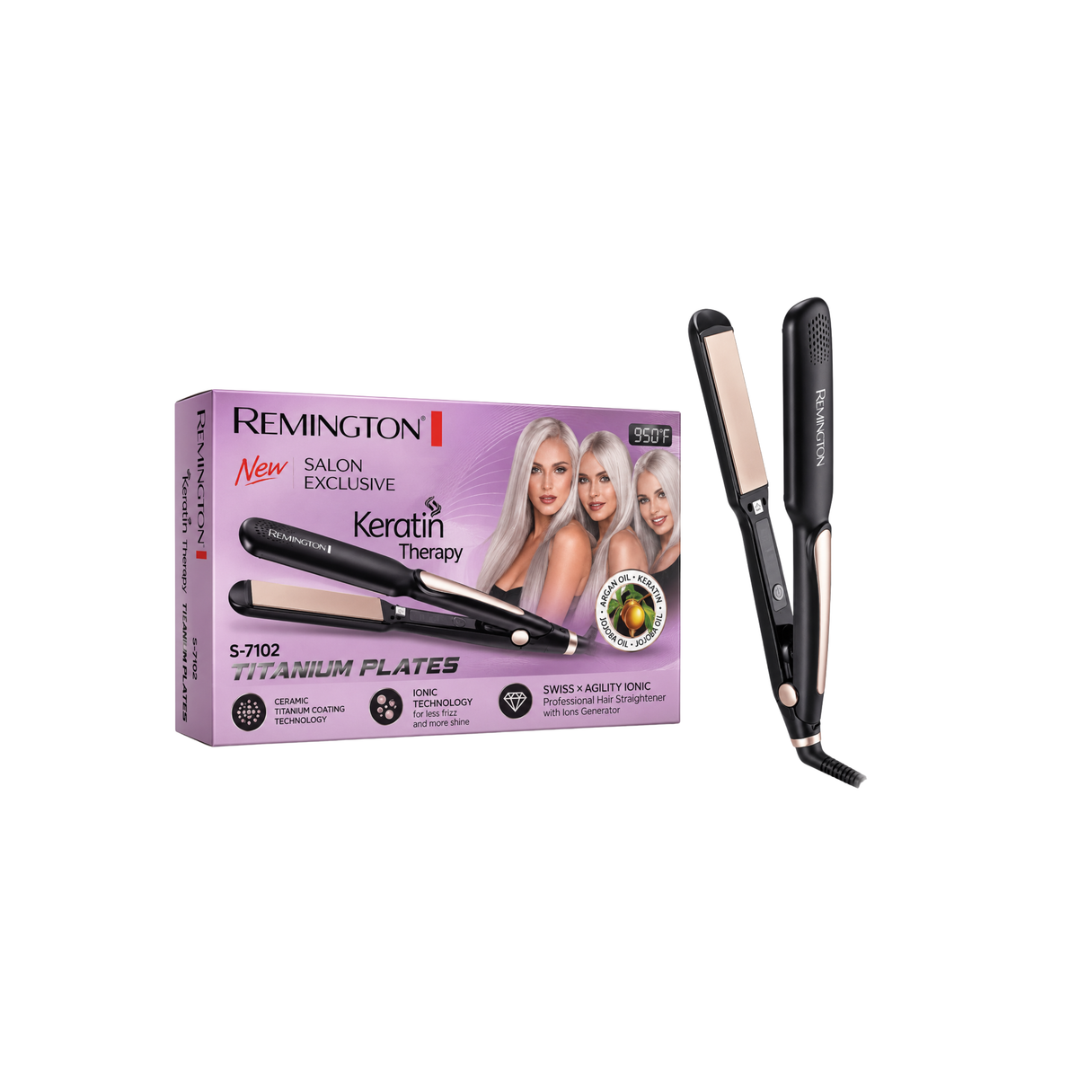 Remington S-7102 hair straightener with retail box